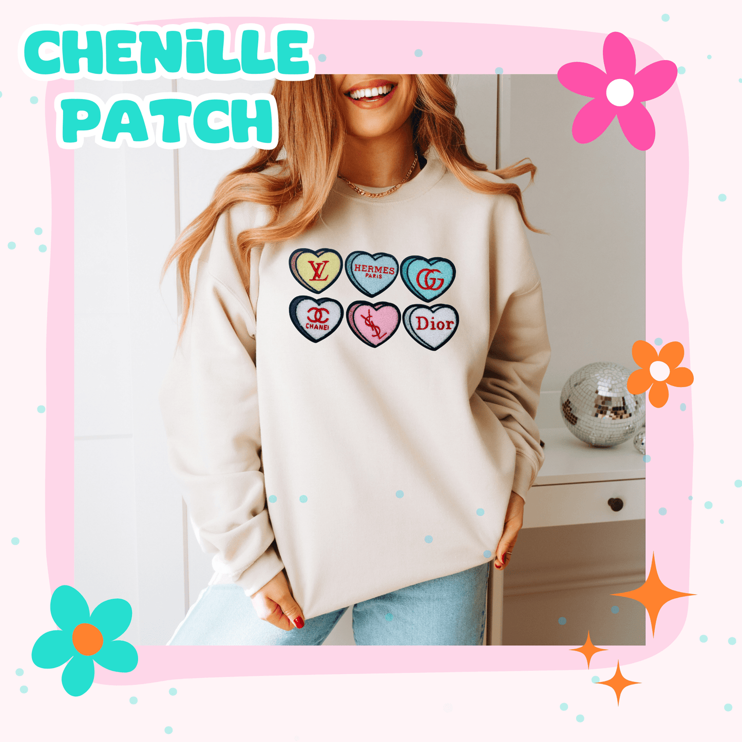 Designer conversation hearts- Chenille Patch