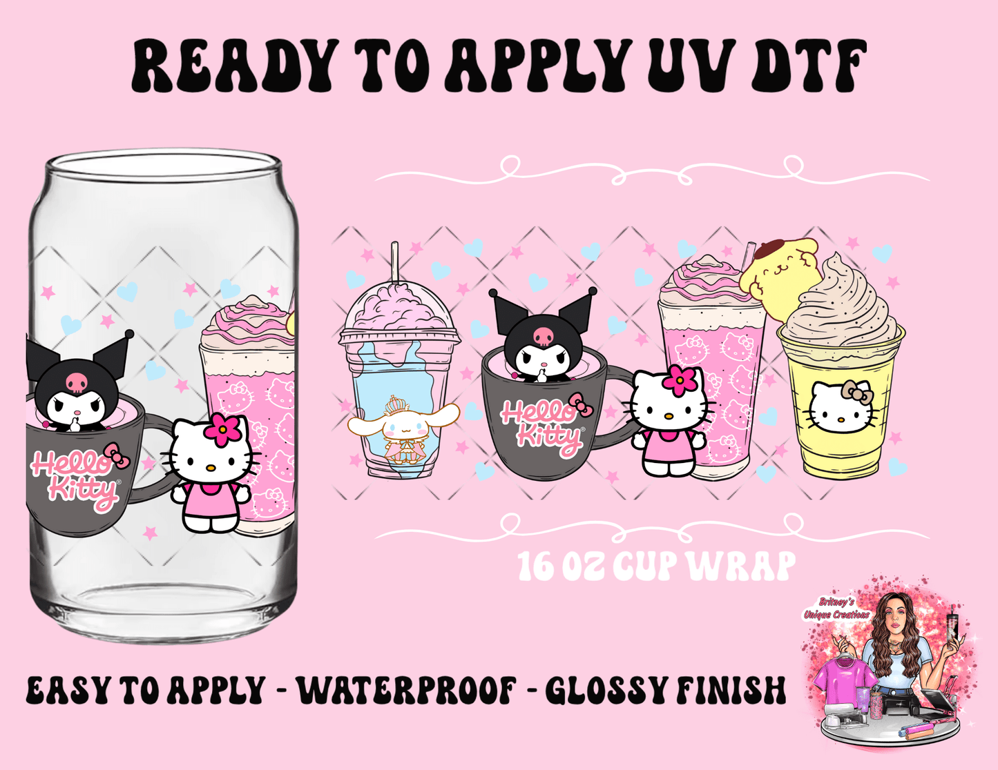 UV dtf | glass can wrap | libbey glass wrap| sanrio cups
