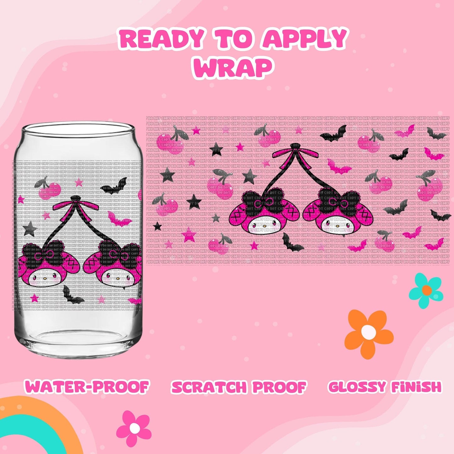 UV dtf | glass can wrap | libbey glass wrap- spooky Mel cherry