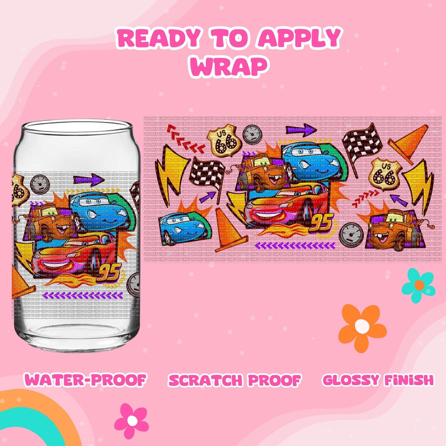 UV dtf | glass can wrap | libbey glass wrap- cars crew