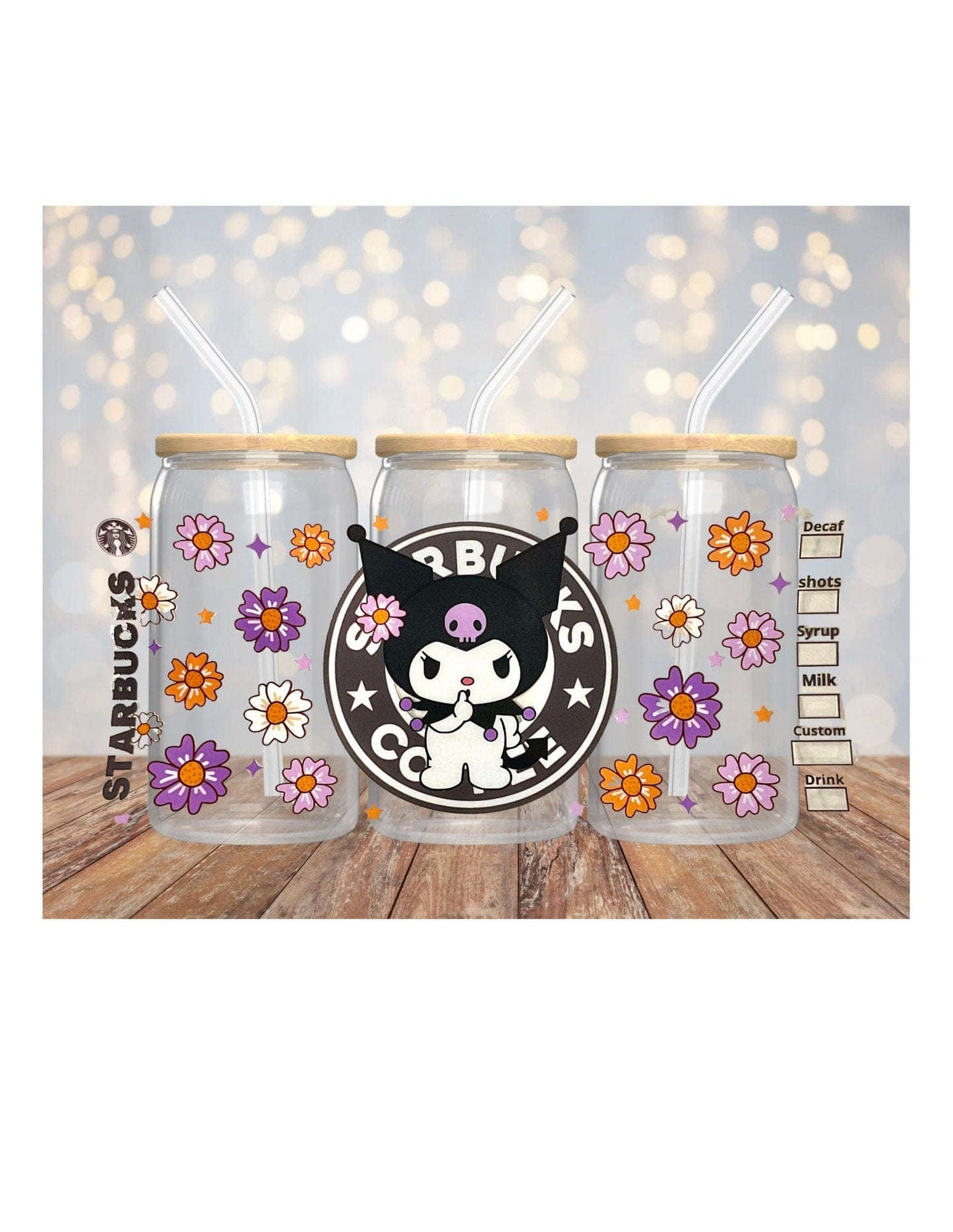UV dtf | glass can wrap | libbey glass wrap| kuromi starbucks