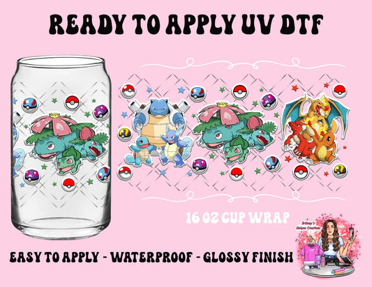 UV dtf | glass can wrap |  libbey glass wrap | pokemn friends