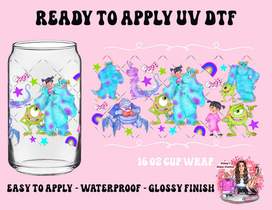 UV dtf | glass can wrap |  libbey glass wrap monsters inc