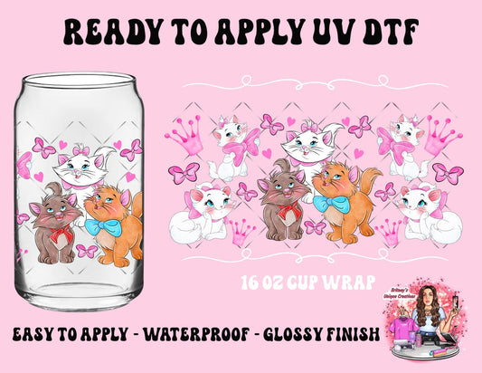 UV dtf | glass can wrap |  libbey glass wrap cats