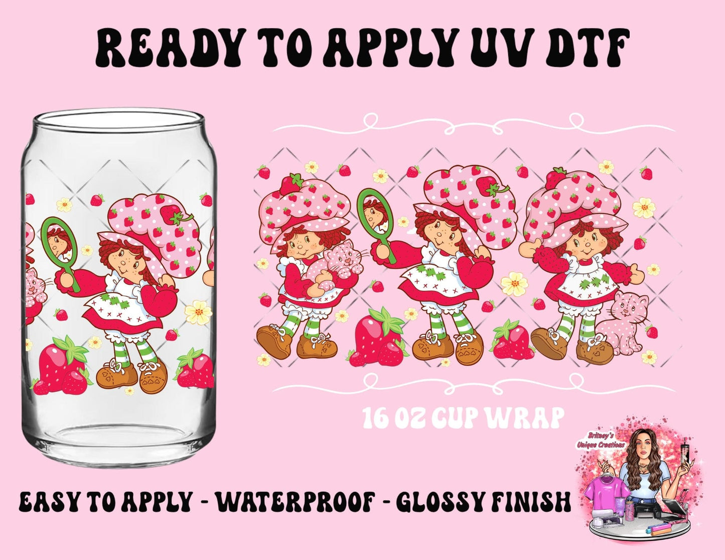 UV dtf | glass can wrap | libbey glass wrap strawberries