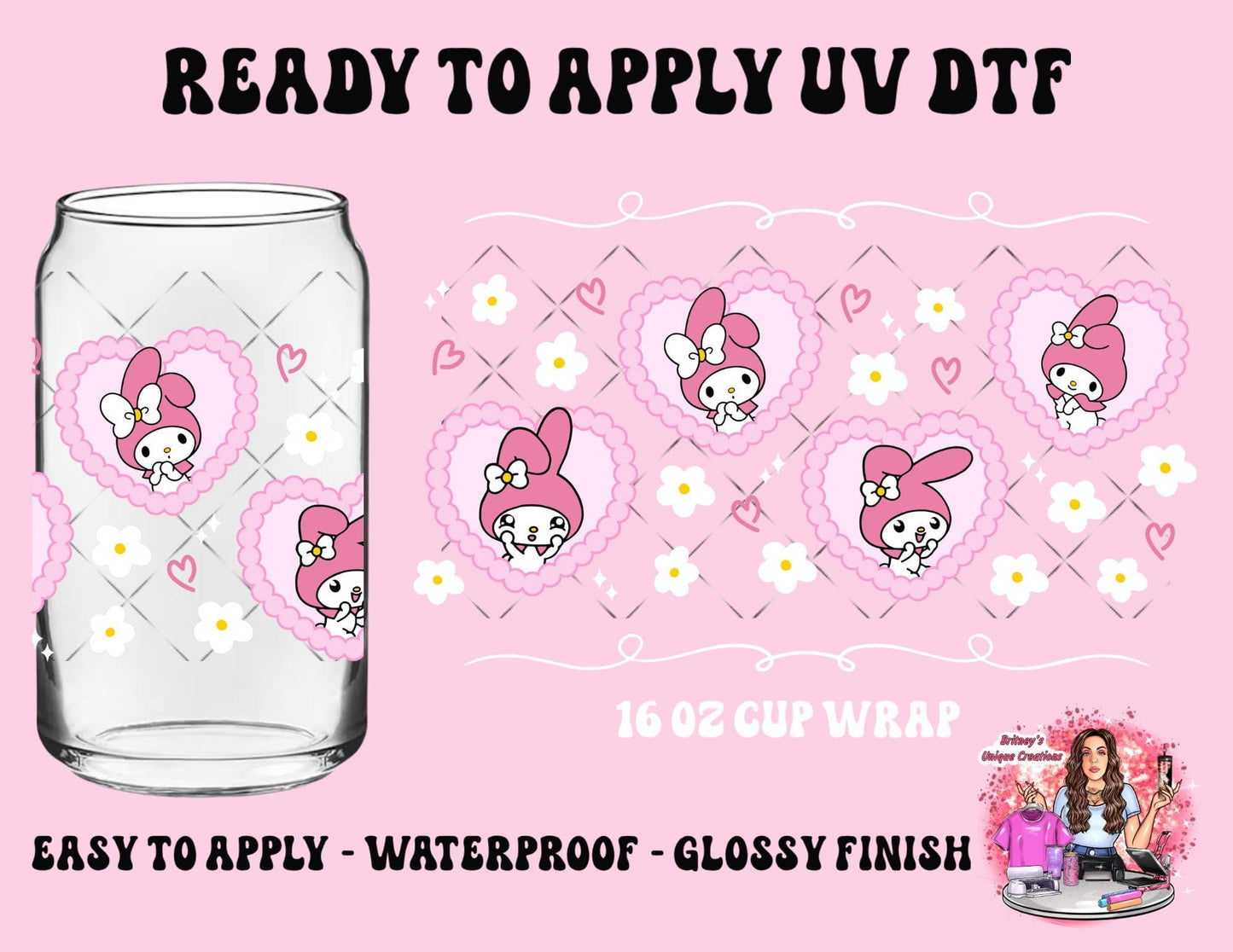 UV dtf | glass can wrap | libbey glass wrap Mel heart