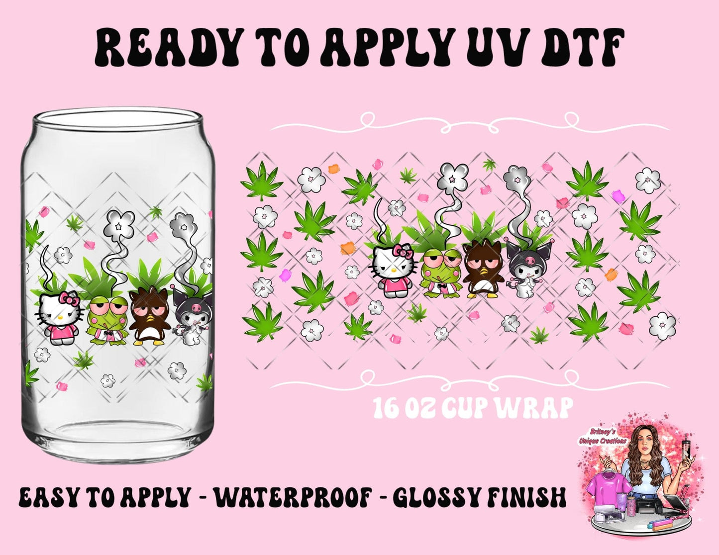 UV dtf | glass can wrap | libbey glass wrap | Puffn friends
