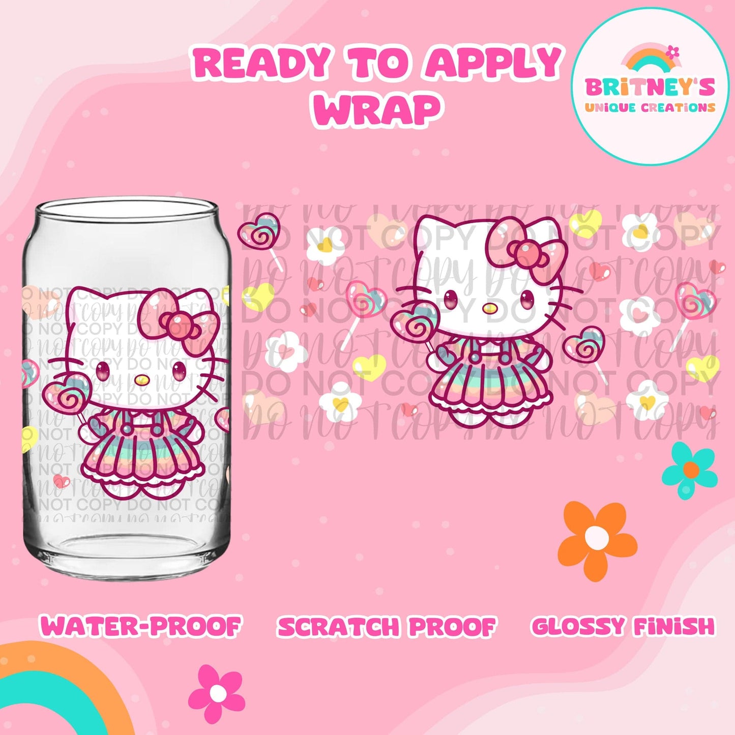 UV dtf | glass can wrap | libbey glass wrap- kitty sweets