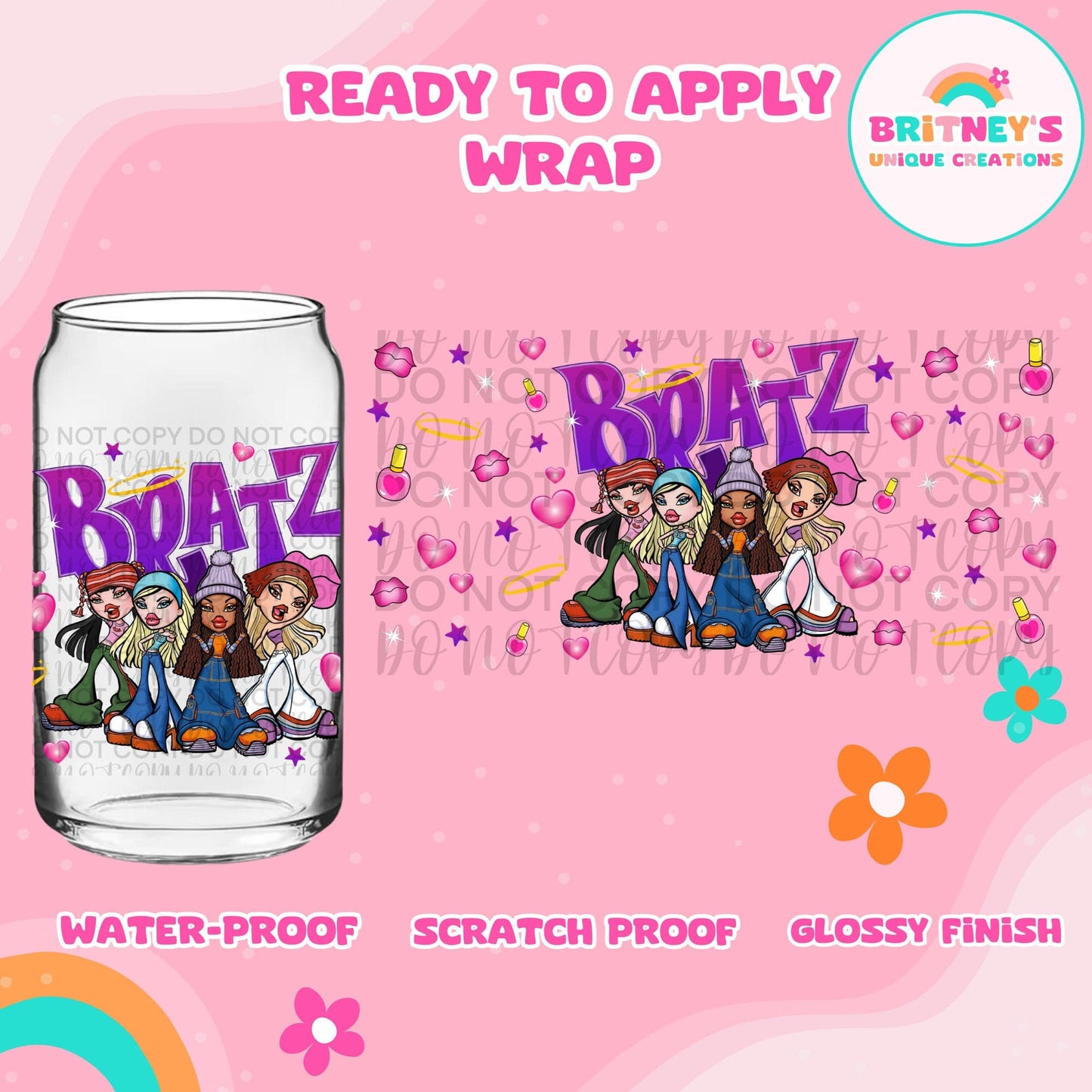 UV dtf | glass can wrap | libbey glass wrap-90s dollz