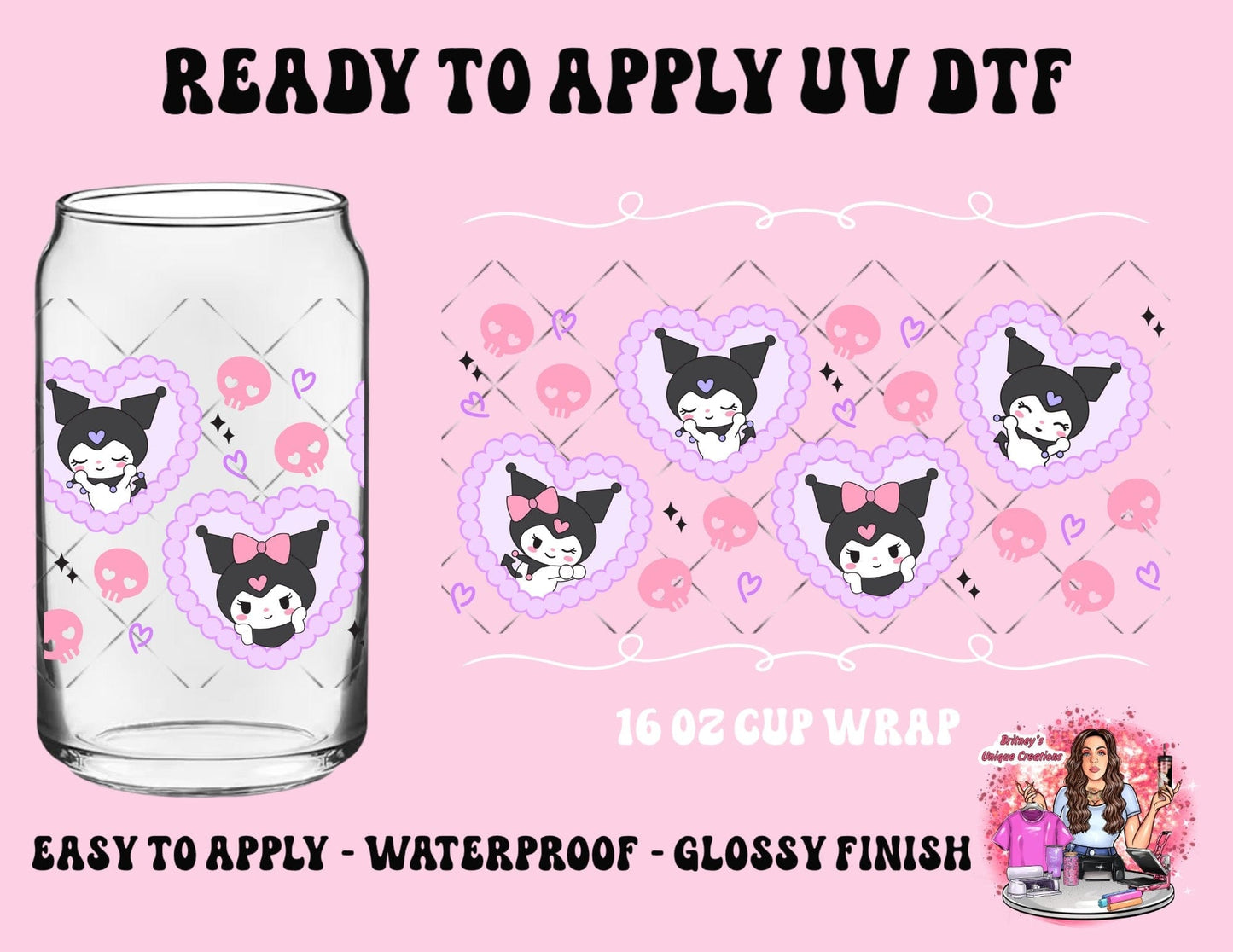 UV dtf | glass can wrap | libbey glass wrap kur heart