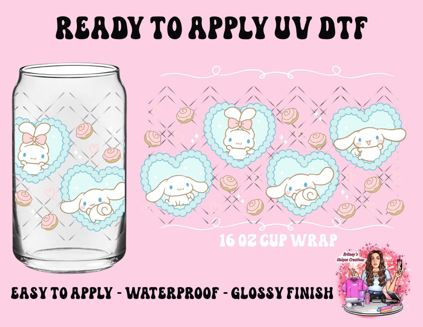 UV dtf | glass can wrap | libbey glass wrap cinn heart