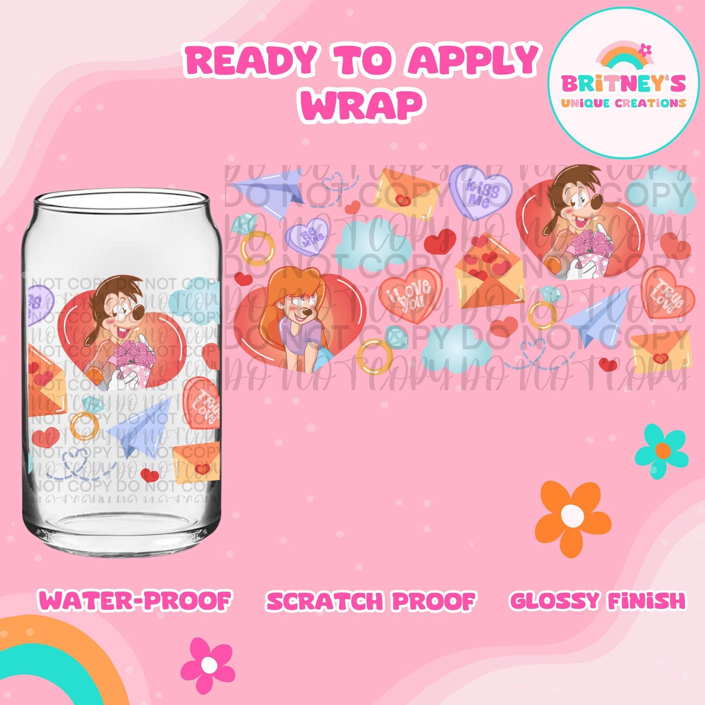 UV dtf | glass can wrap | libbey glass wrap~m+R love