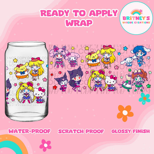 UV dtf | glass can wrap |  libbey glass wrap- kawaii scouts