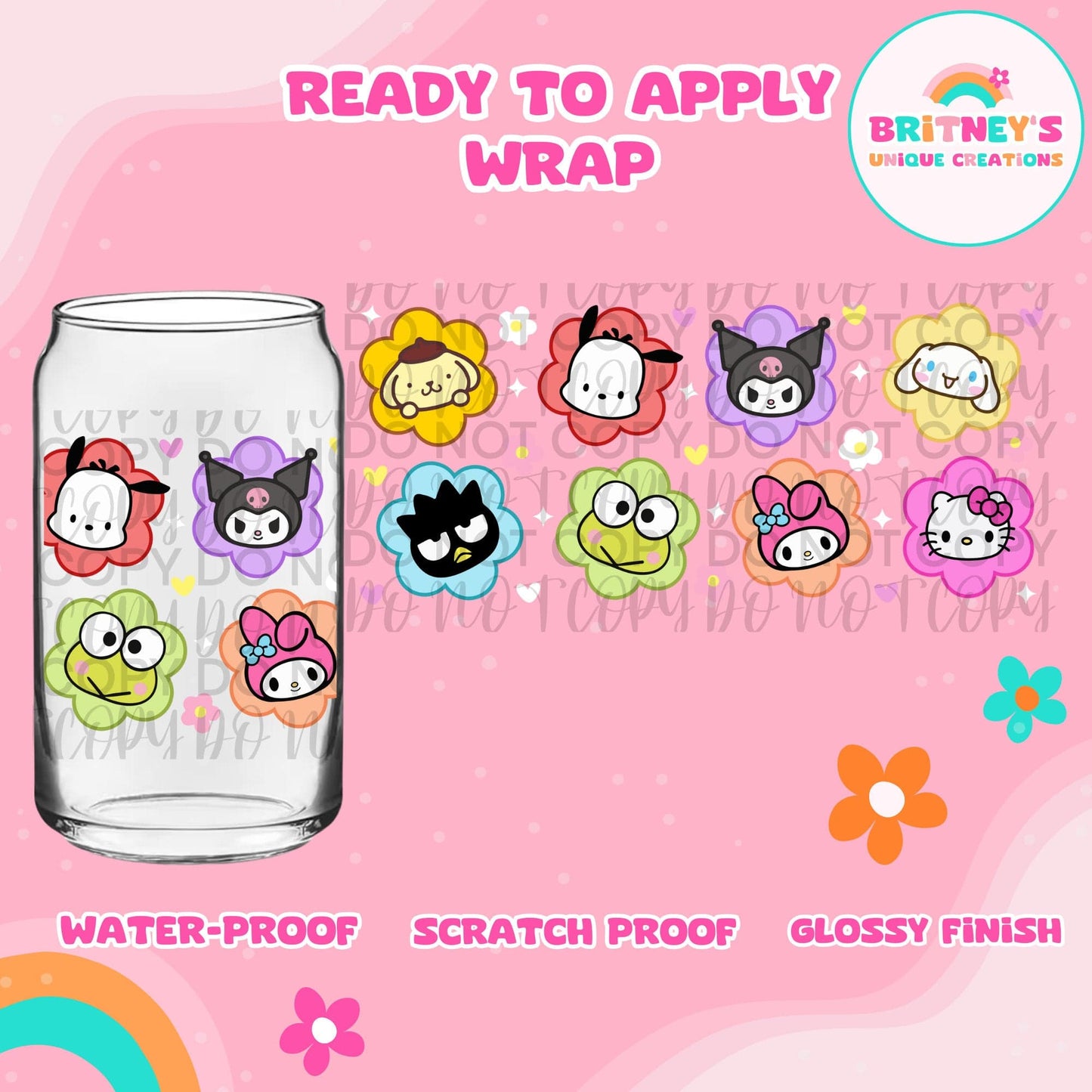 UV dtf | glass can wrap | libbey glass wrap~ cute friends