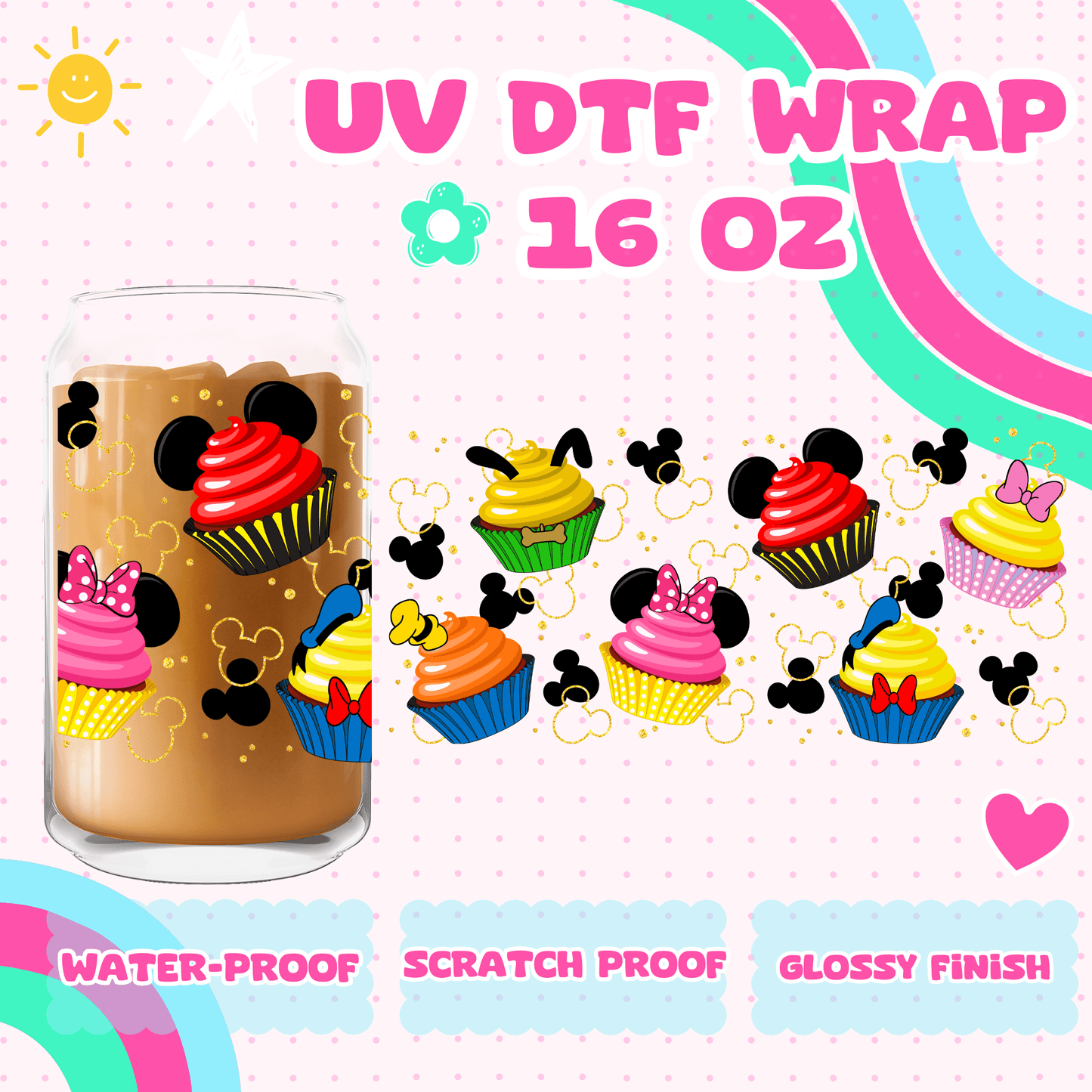 MOUSE AND CREW CUPCAKES- UV DTF