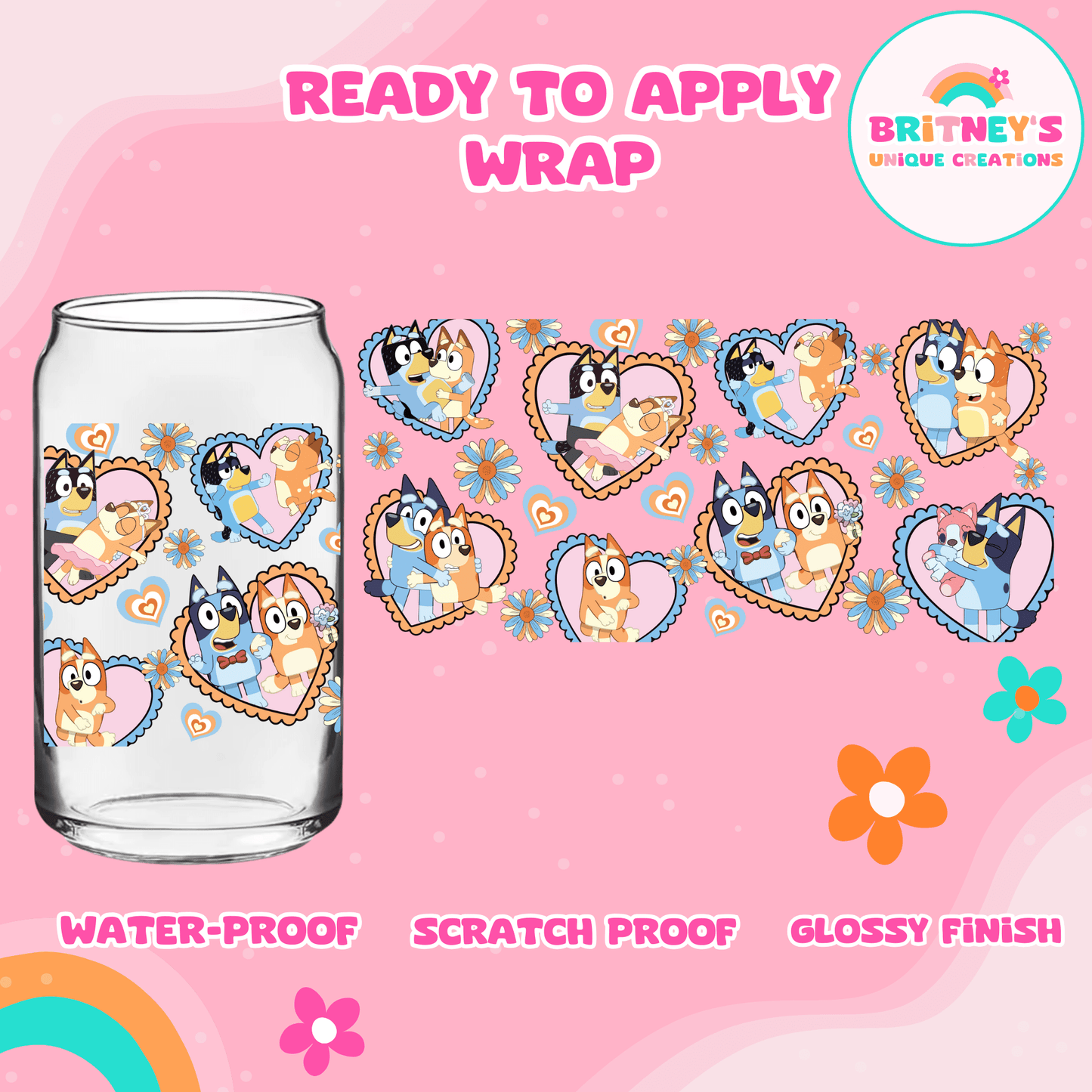 UV DTF- BLUEY HEARTS