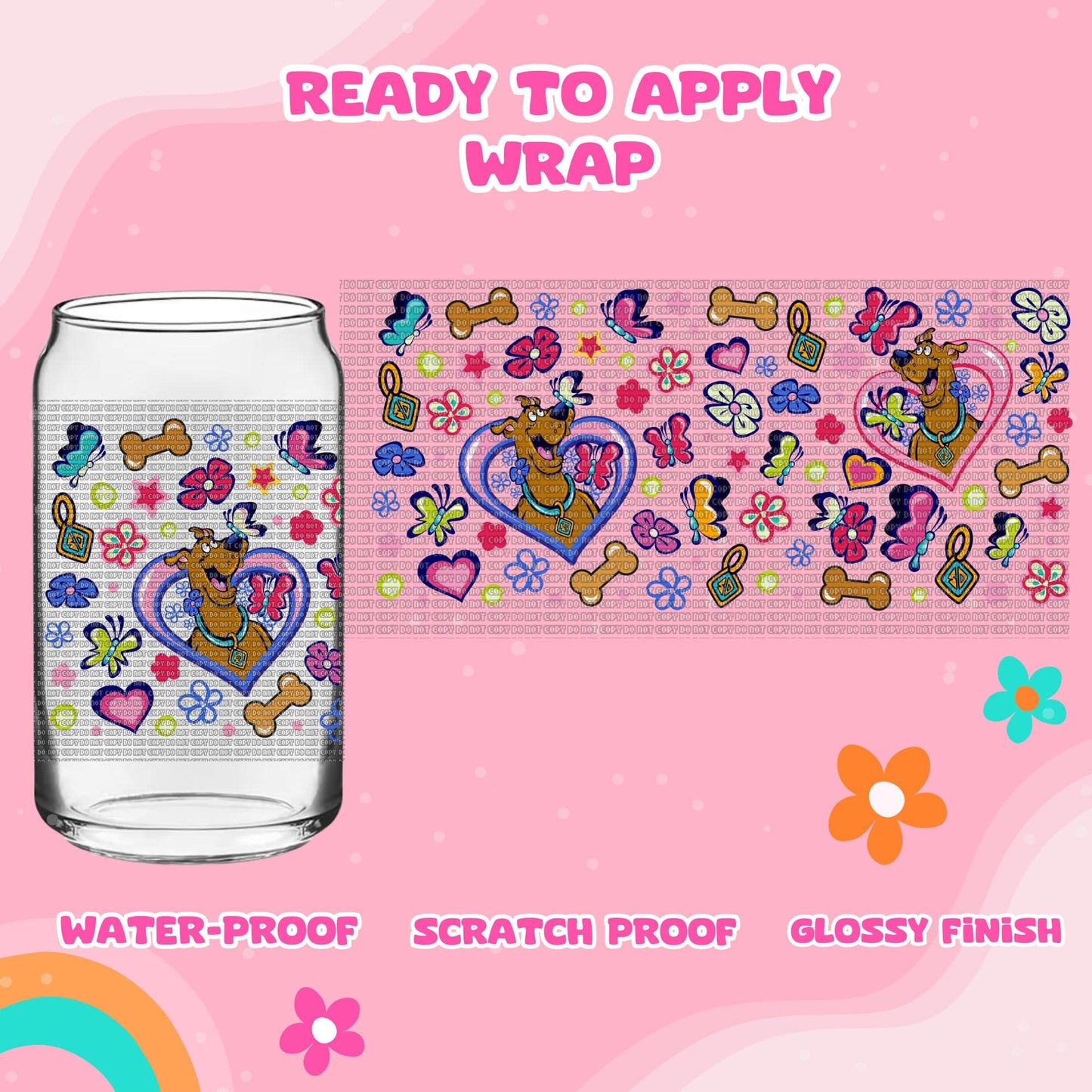 UV dtf | glass can wrap |  libbey glass wrap - scoobs