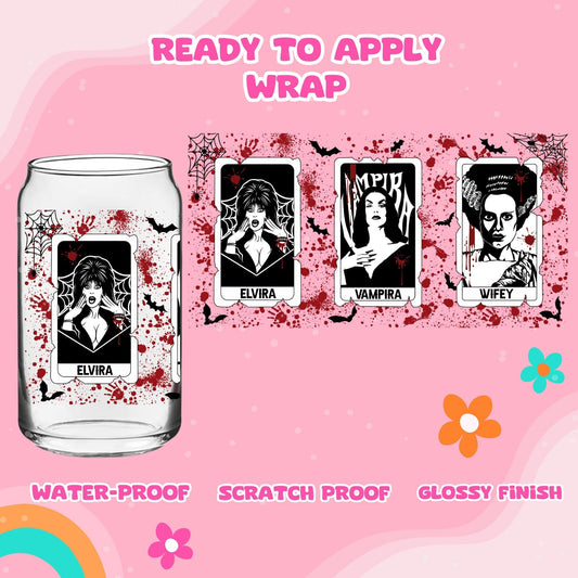 UV dtf | glass can wrap |  libbey glass wrap - spooky women