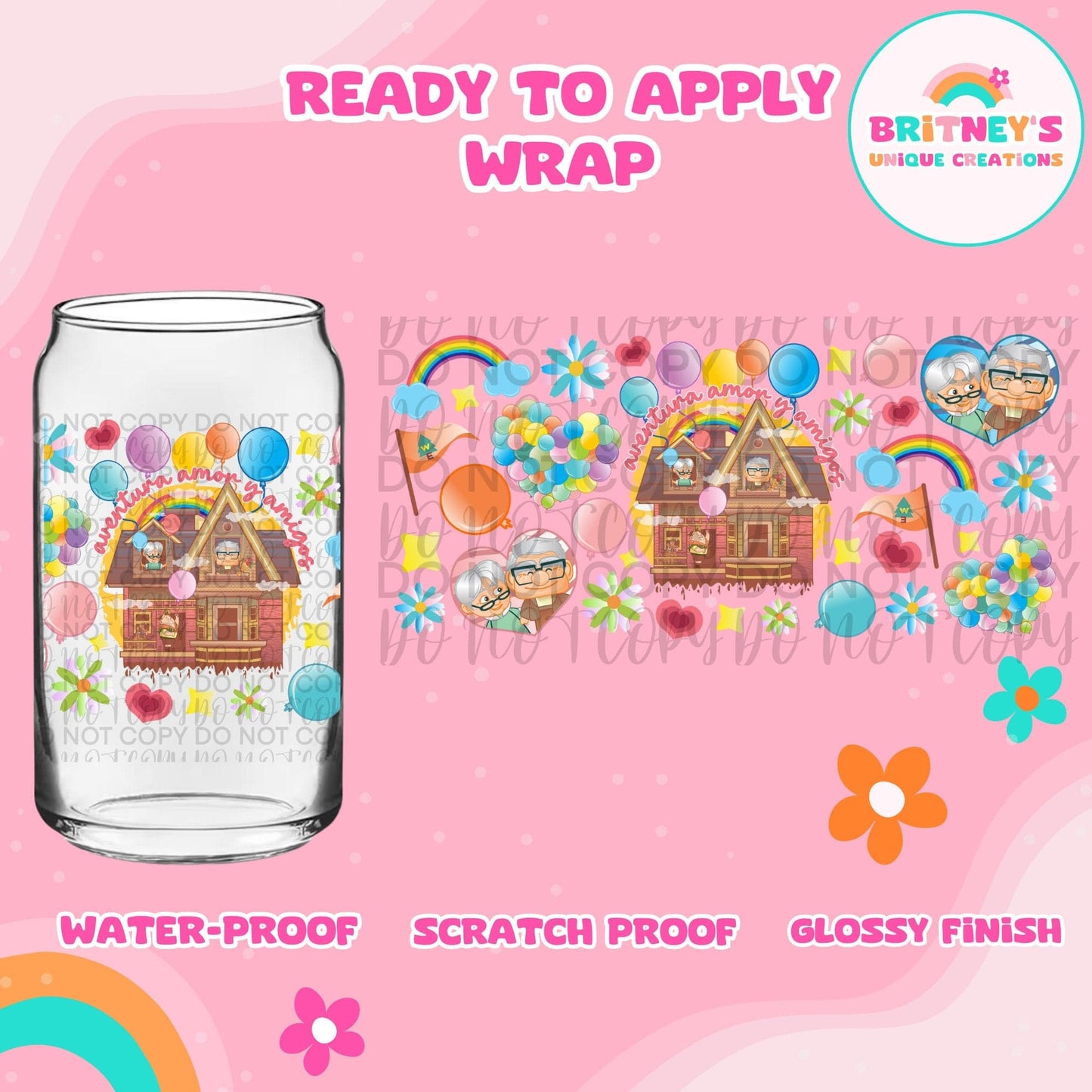 UV dtf | glass can wrap |  libbey glass wrap-Up amor