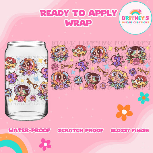 UV dtf | glass can wrap |  libbey glass wrap-ppg floral