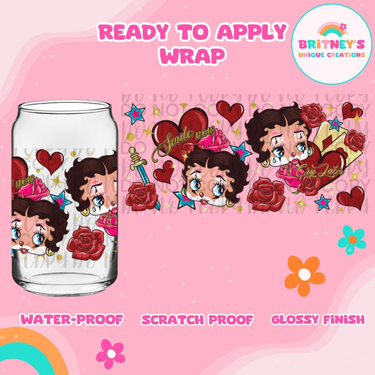 UV dtf | glass can wrap |  libbey glass wrap- Betty roses