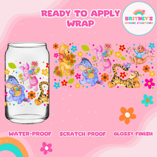 UV dtf | glass can wrap |  libbey glass wrap| pooh spring