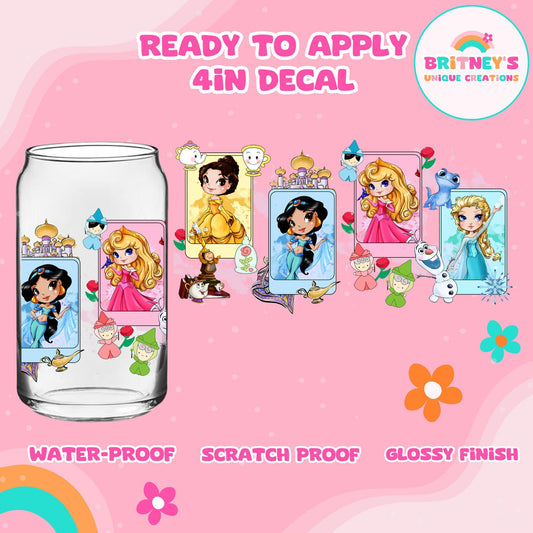 UV dtf | glass can wrap |  libbey glass wrap| chibi princess