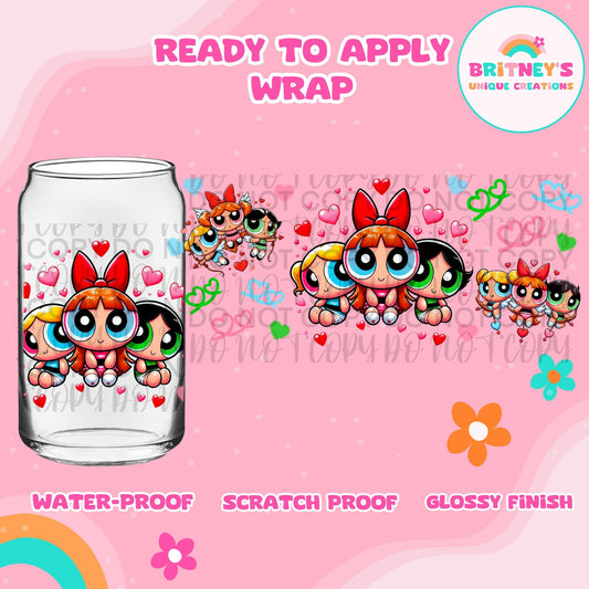 UV dtf | glass can wrap |  libbey glass wrap- ppg girls valentines