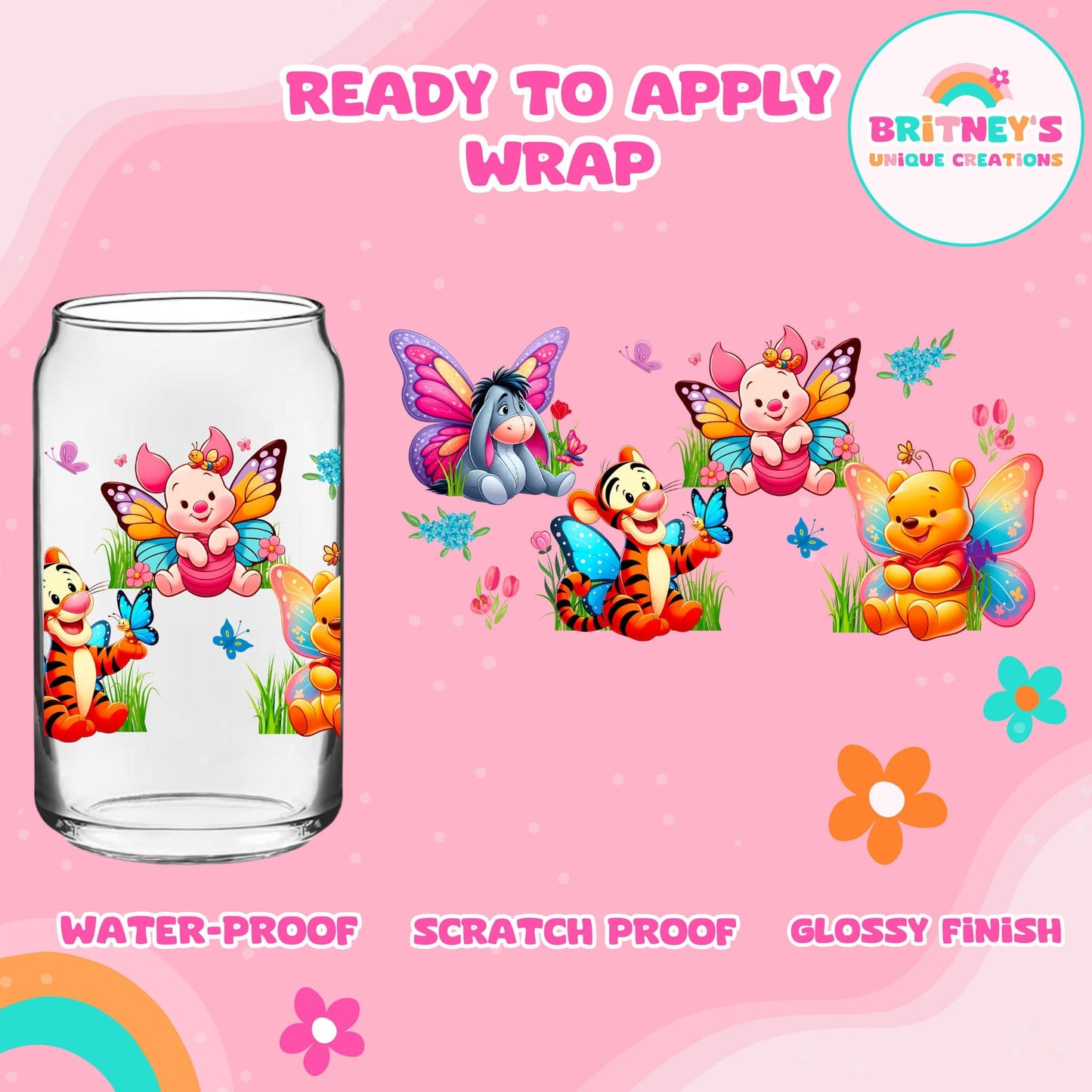 UV dtf | glass can wrap |  libbey glass wrap~ Whinnie butterflies