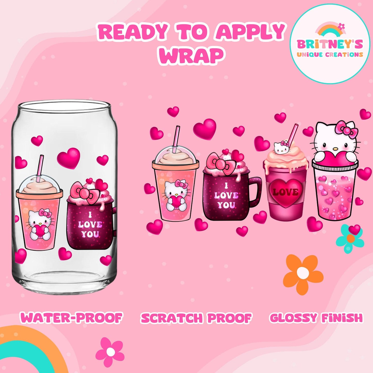 UV dtf | glass can wrap |  libbey glass wrap~kitty lovers latte