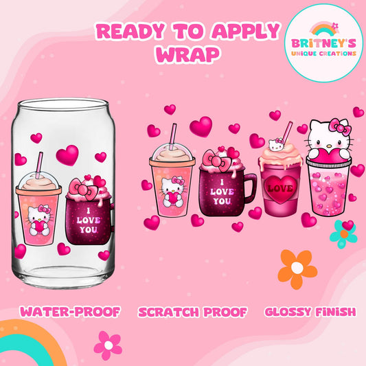 UV dtf | glass can wrap |  libbey glass wrap~kitty lovers latte